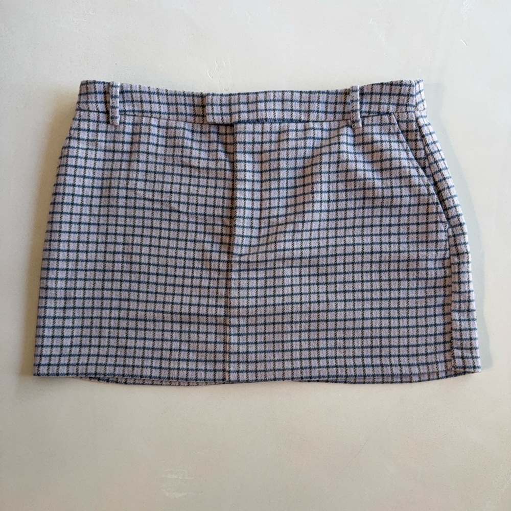 Rails Prim Lilac Navy Mini Check Wool Blend Skirt 12